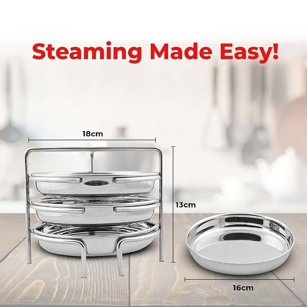 Stainless Steel Dhokla Maker 3 Plates With 3 Wires