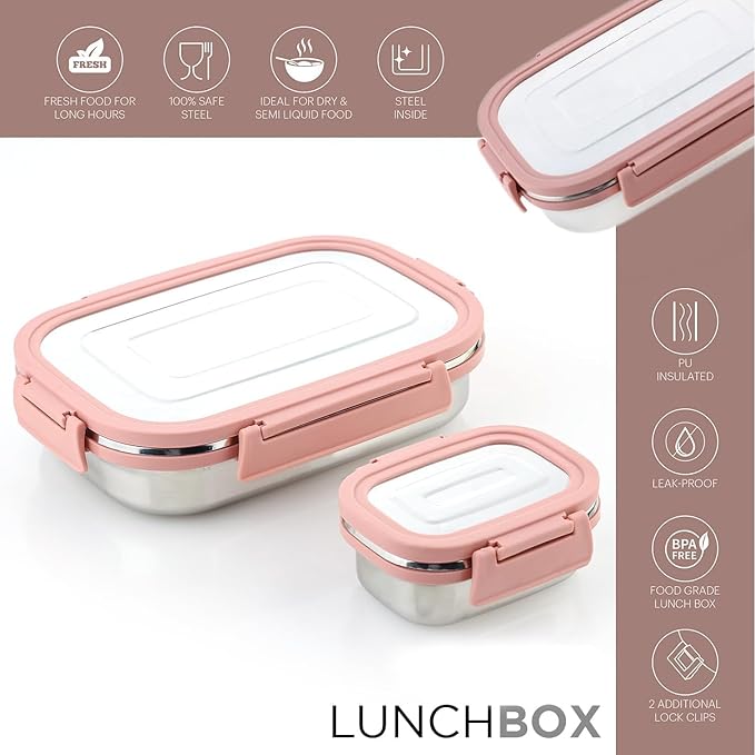 Stainless Steel Tiffin Blluex Lunch Box Pink