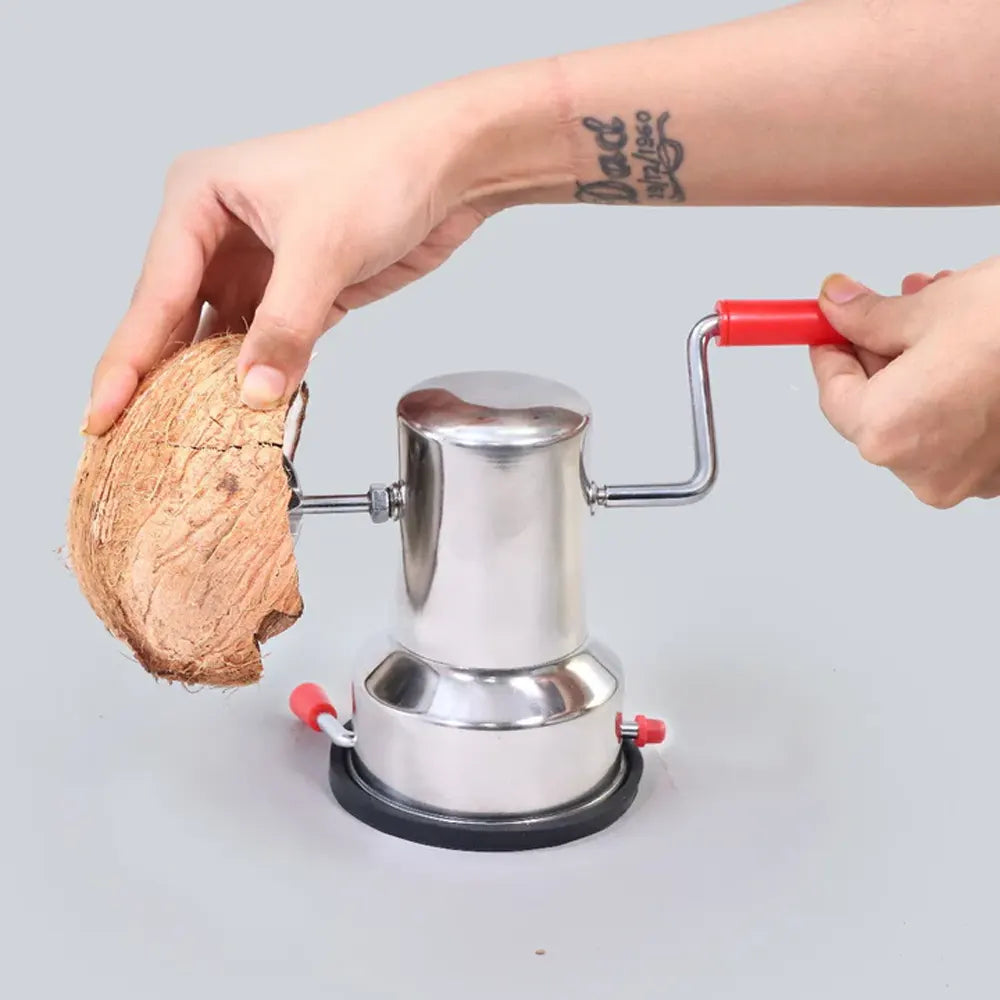 Coconut Scraper with Vacuum Base, Rotatable Handle