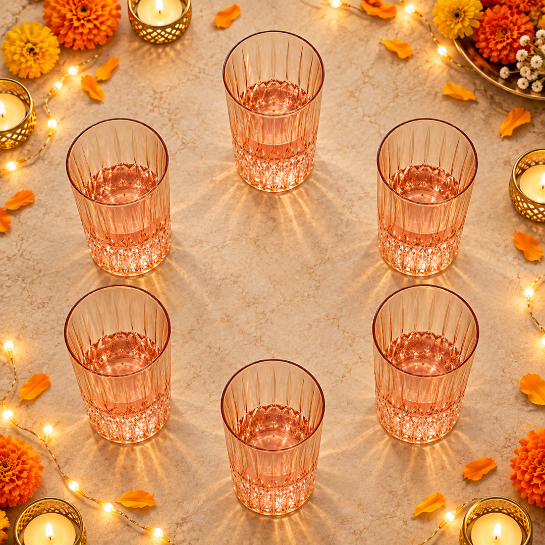 Amber Prism Highball Glasses