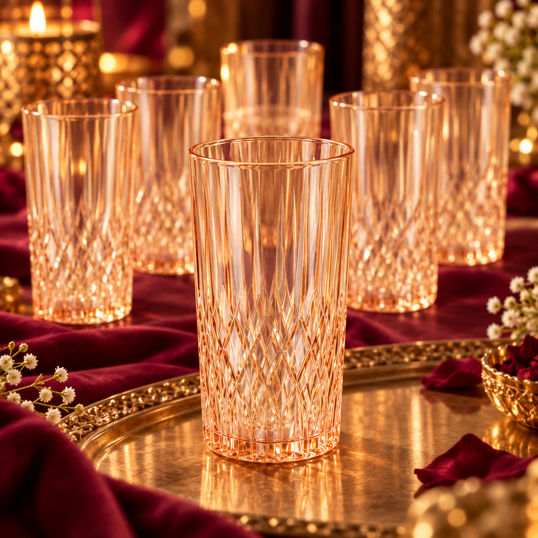 Amber Prism Highball Glasses