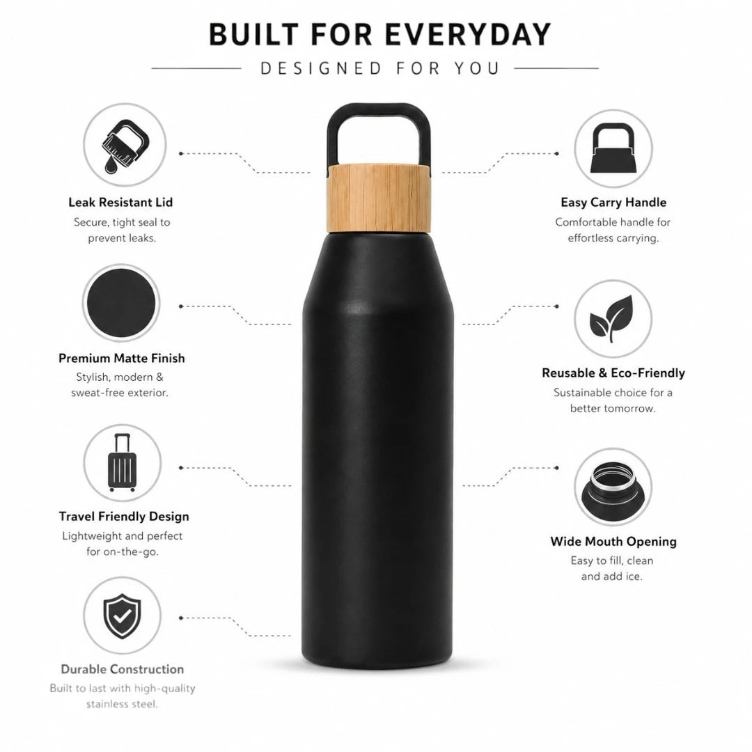 Noir Bamboo Insulated Bottle
