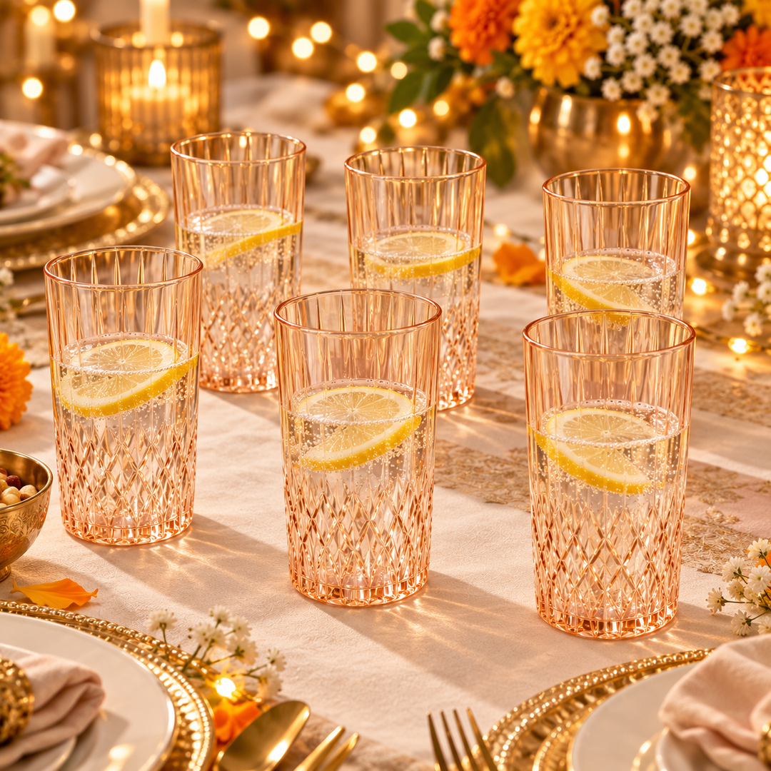 Amber Prism Highball Glasses