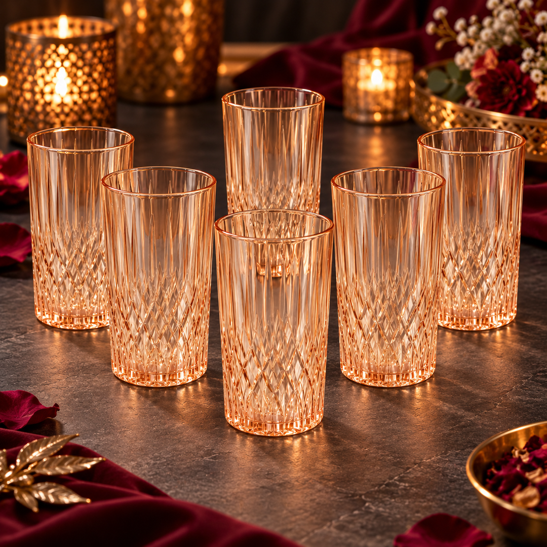 Amber Prism Highball Glasses