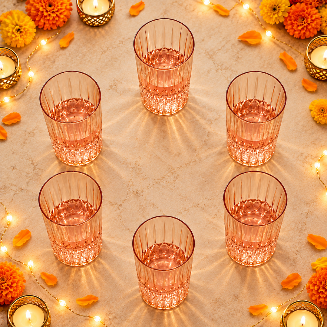 Amber Prism Highball Glasses