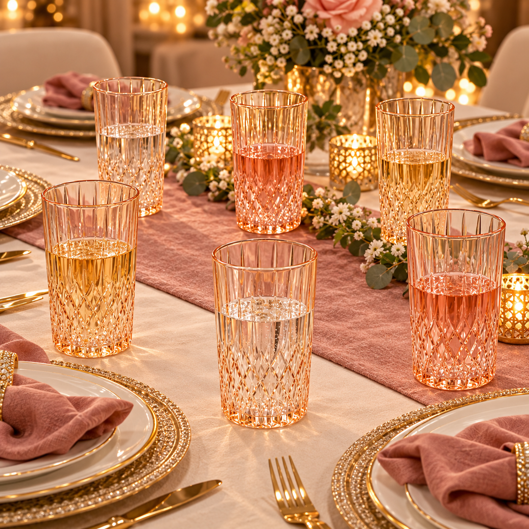 Amber Prism Highball Glasses