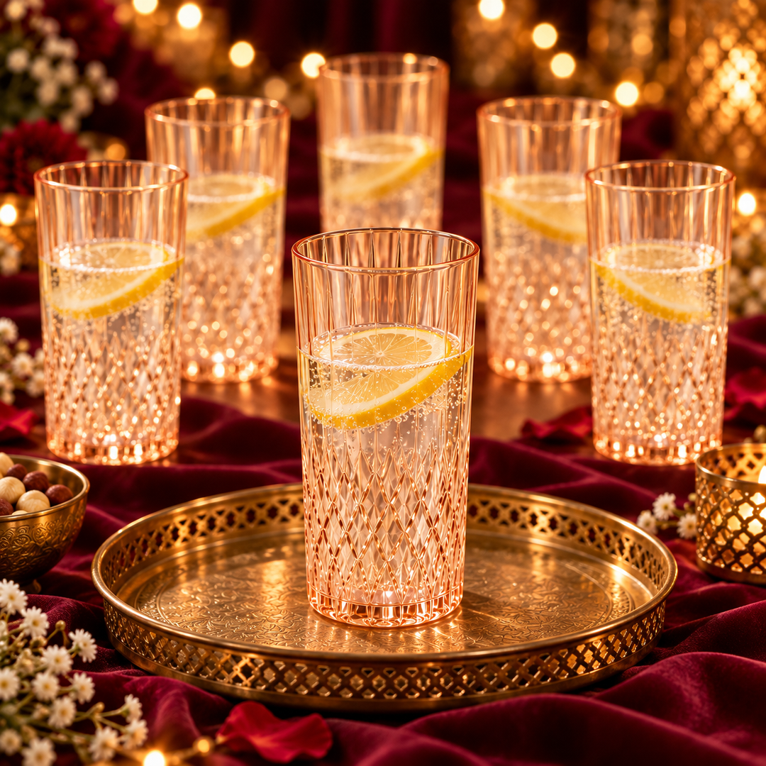 Amber Prism Highball Glasses