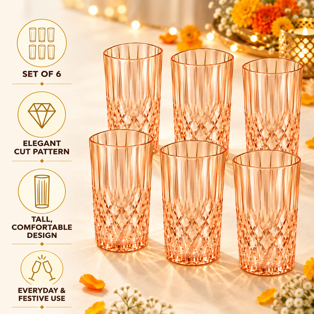Amber Prism Highball Glasses