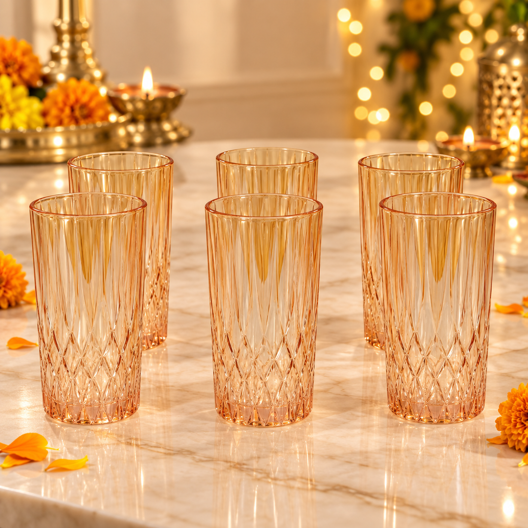 Amber Prism Highball Glasses