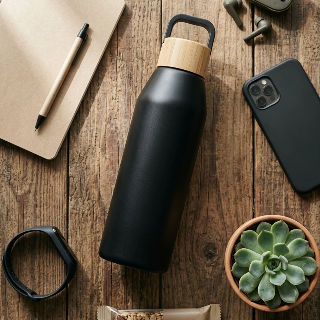 Noir Bamboo Insulated Bottle