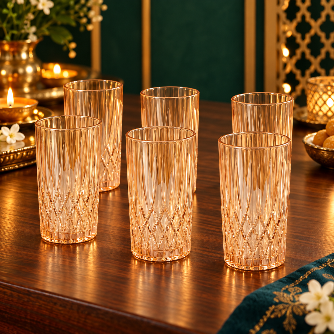 Amber Prism Highball Glasses