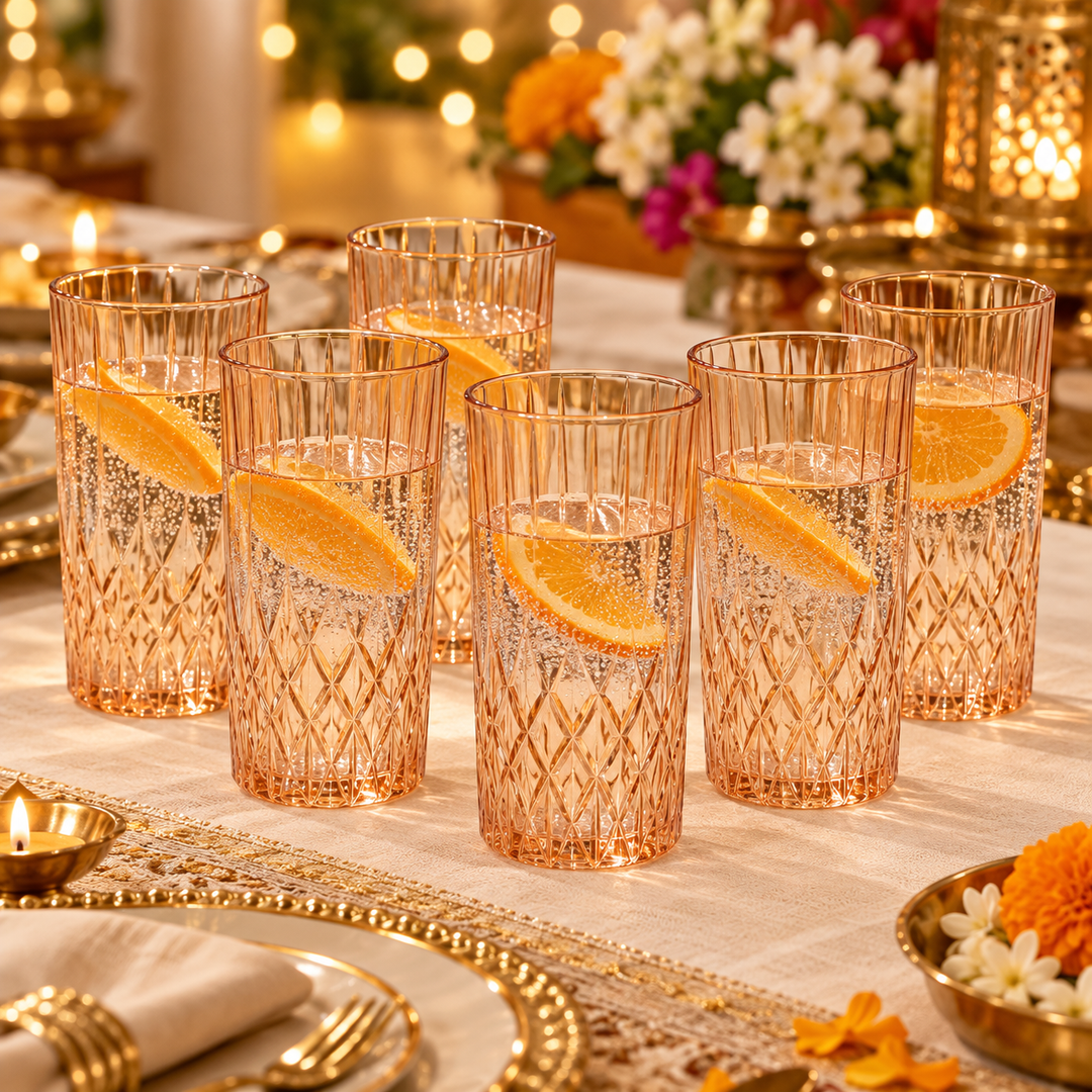 Amber Prism Highball Glasses