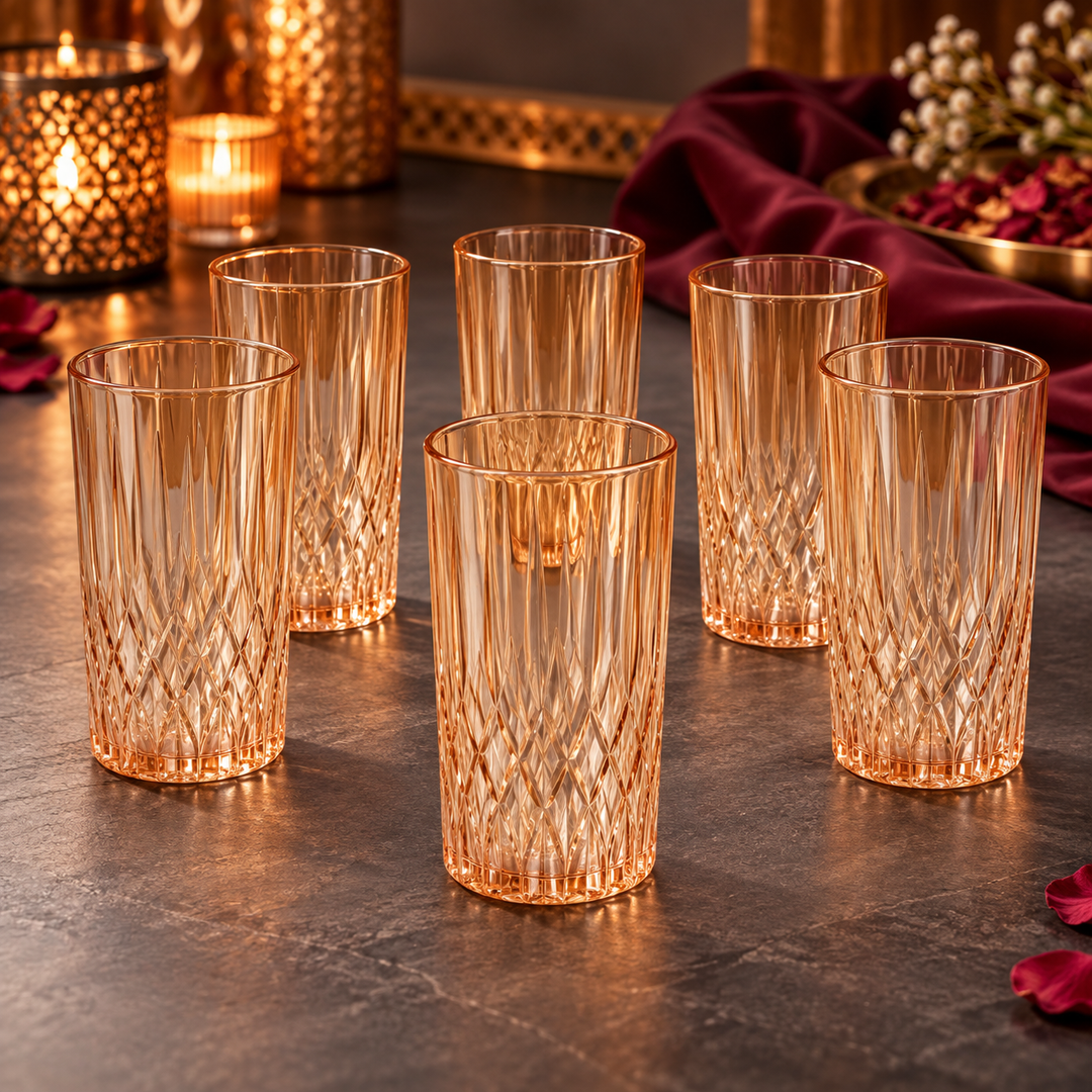 Amber Prism Highball Glasses