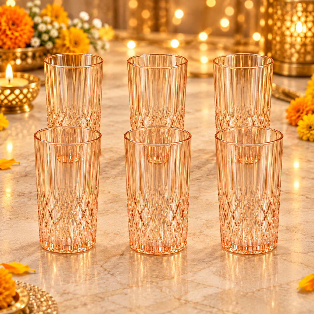 Amber Prism Highball Glasses