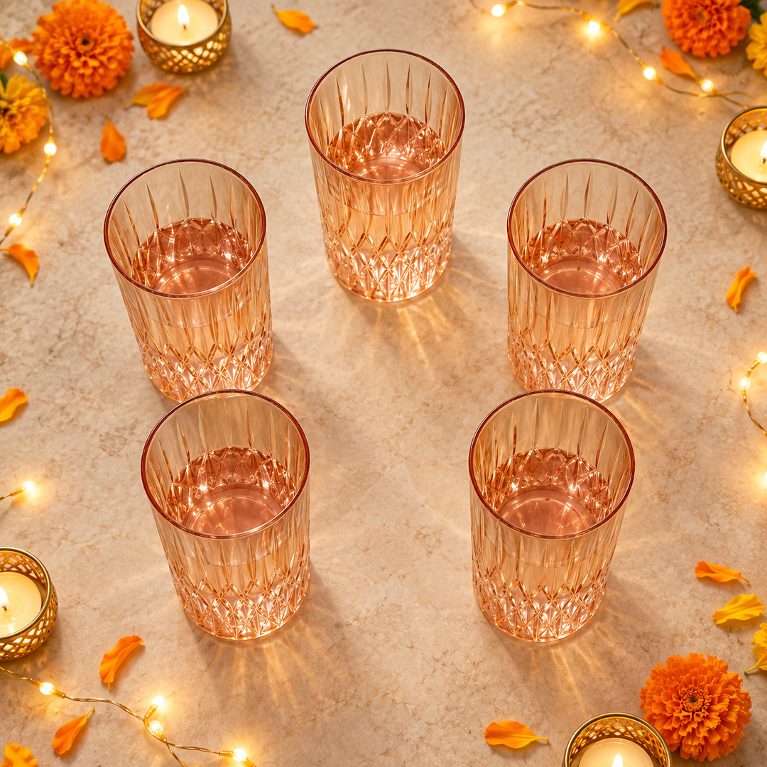 Amber Prism Highball Glasses