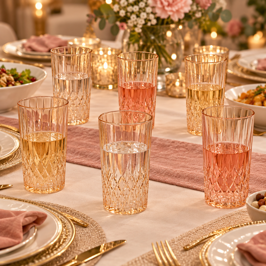 Amber Prism Highball Glasses