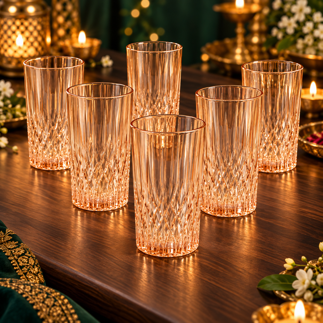 Amber Prism Highball Glasses