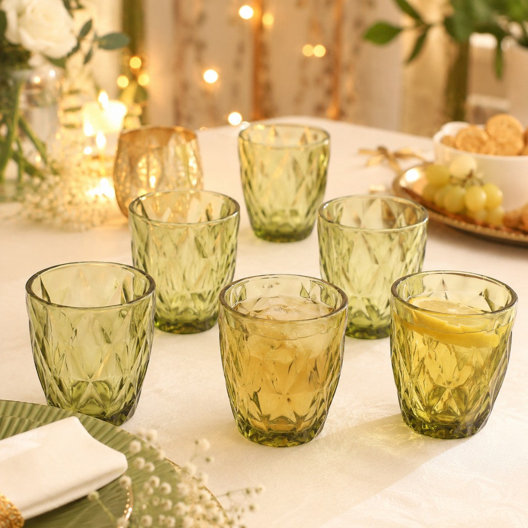 GREEN LUXE DESIGNER GLASS SET