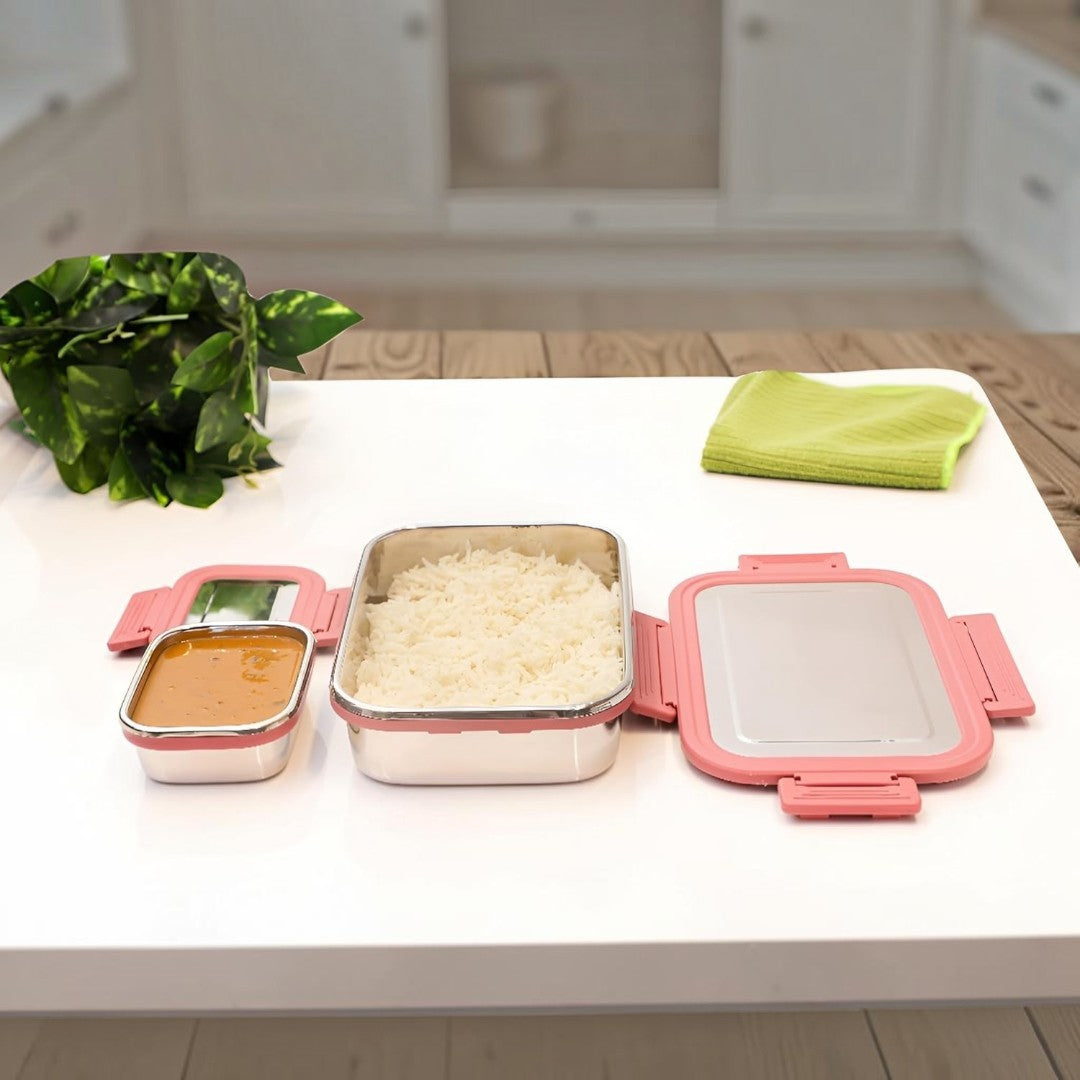 Stainless Steel Tiffin Blluex Lunch Box Pink