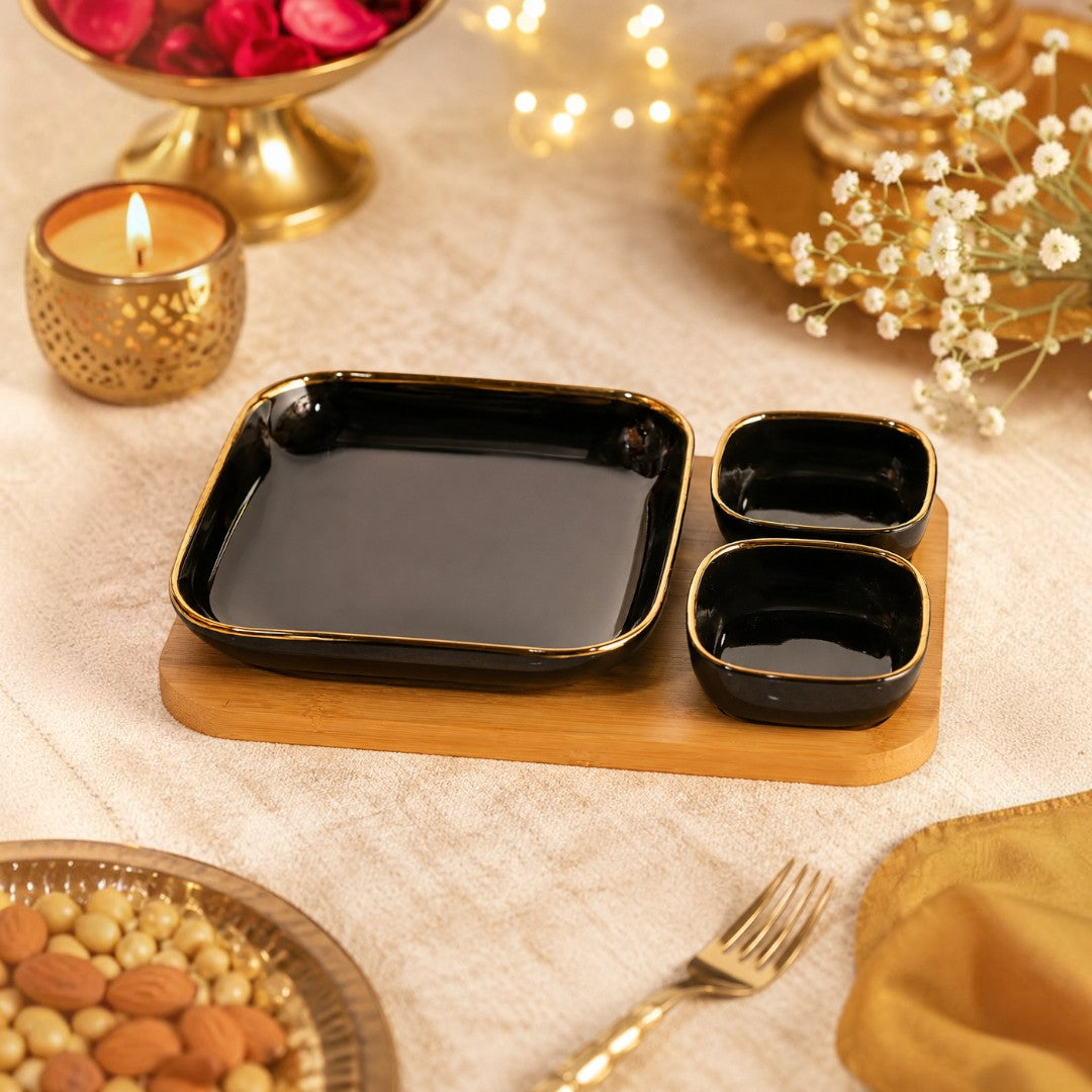 GOLDEN BLACK EVERYDAY BOWL SET