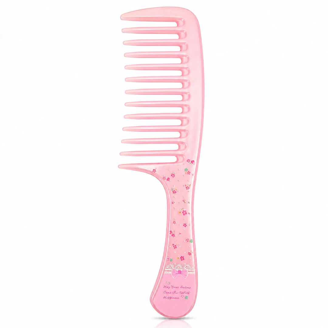 Pink Petal Wide Tooth Comb