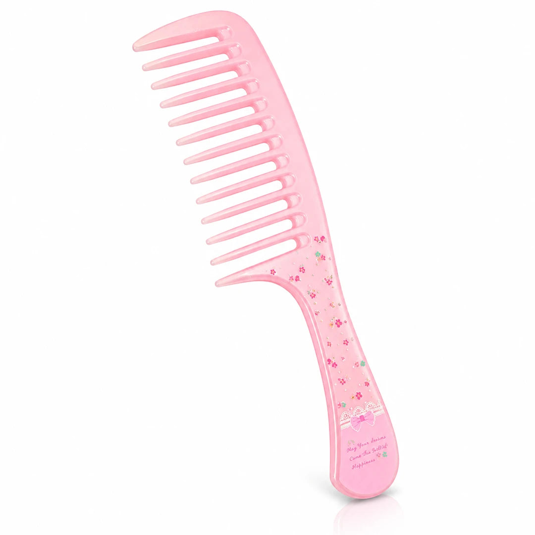Pink Petal Wide Tooth Comb