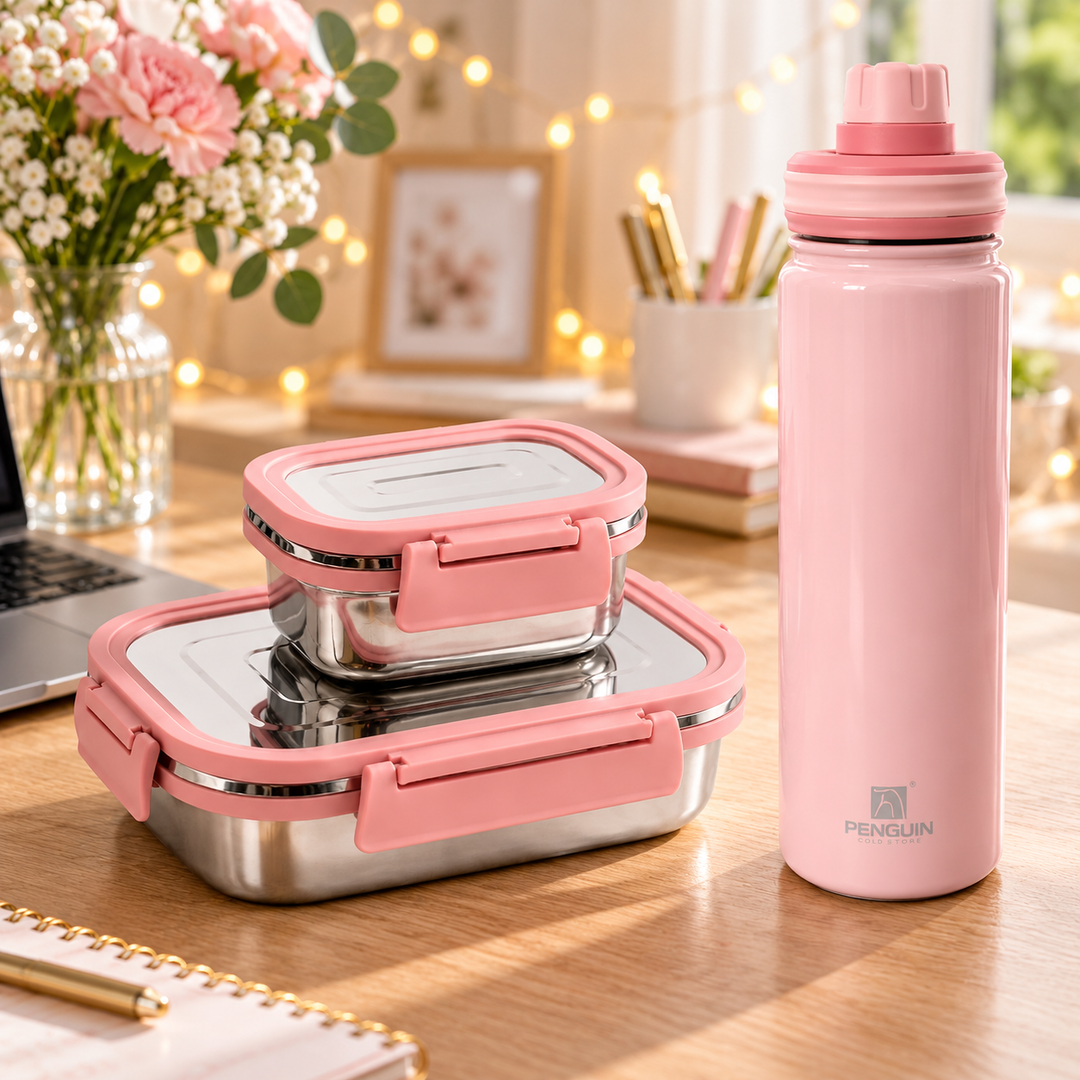 Blush Bite Lunch Box and Bottle Combo