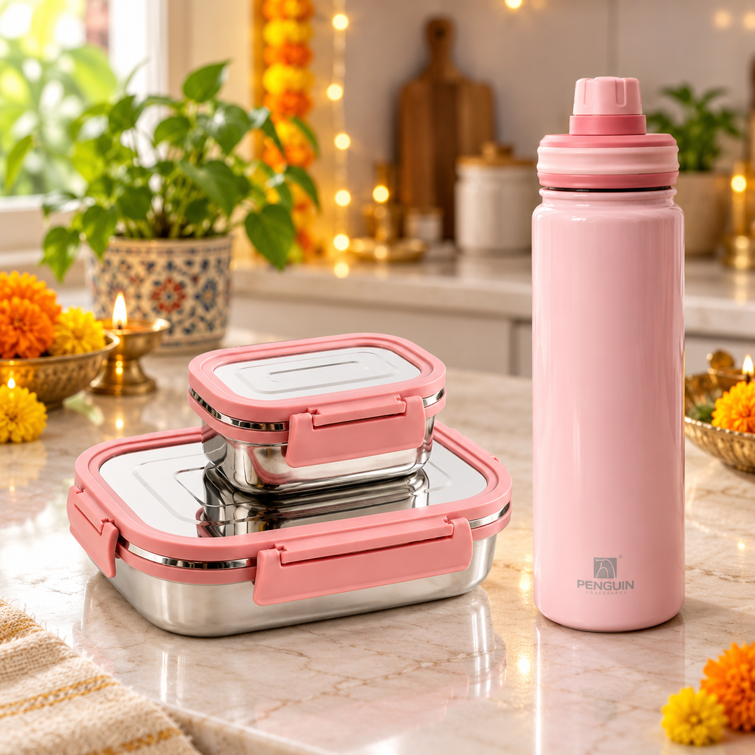 Blush Bite Lunch Box and Bottle Combo