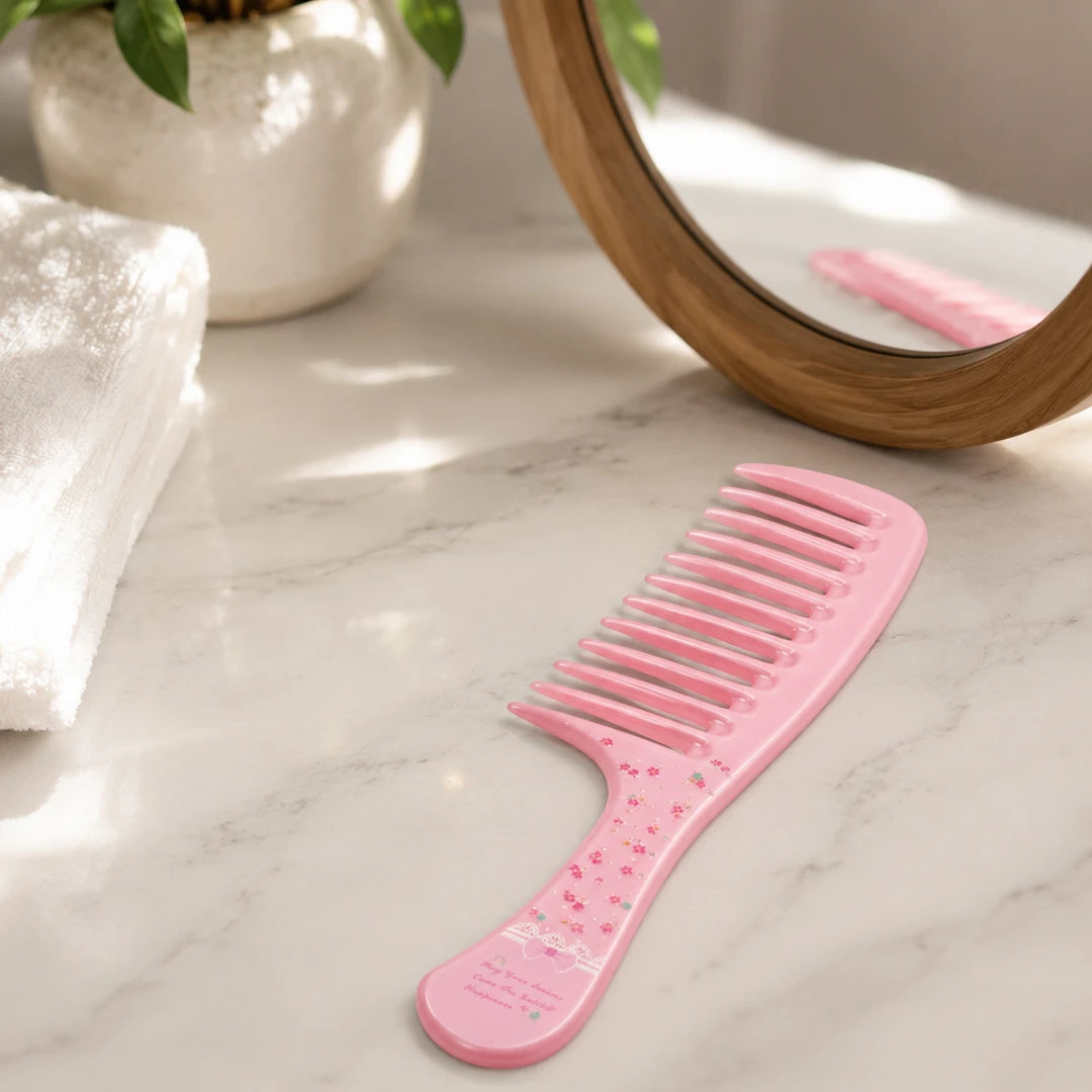 Pink Petal Wide Tooth Comb