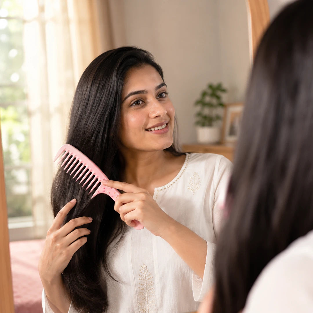 Pink Petal Wide Tooth Comb