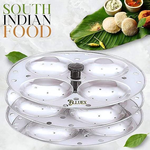 Premium idli Stand Stainless Steel 3 Plates X 4 Cavity