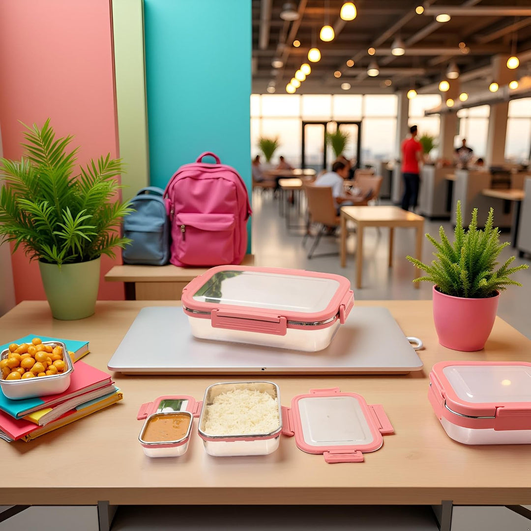 Stainless Steel Tiffin Blluex Lunch Box Pink
