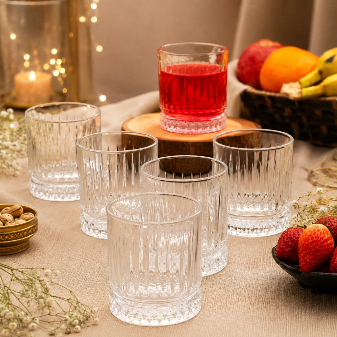 Clear Crest Ribbed Tumbler Glasses