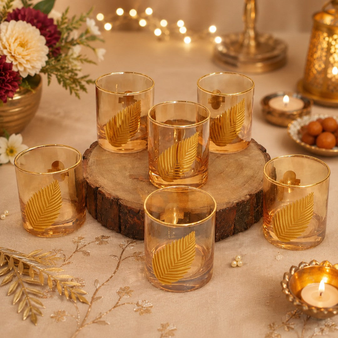 Golden Palm Glass Set