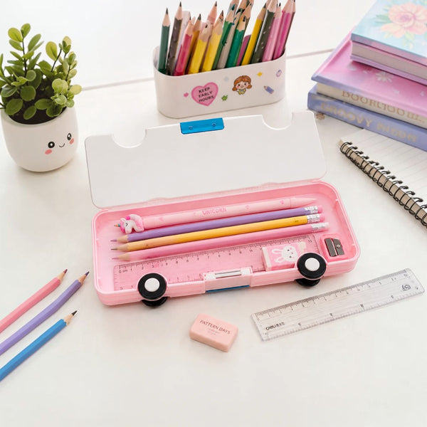 Sweet Unicorn Bus-Shaped Kids Pencil Box