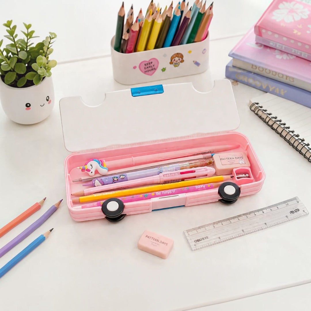 Sweet Unicorn Bus-Shaped Kids Pencil Box