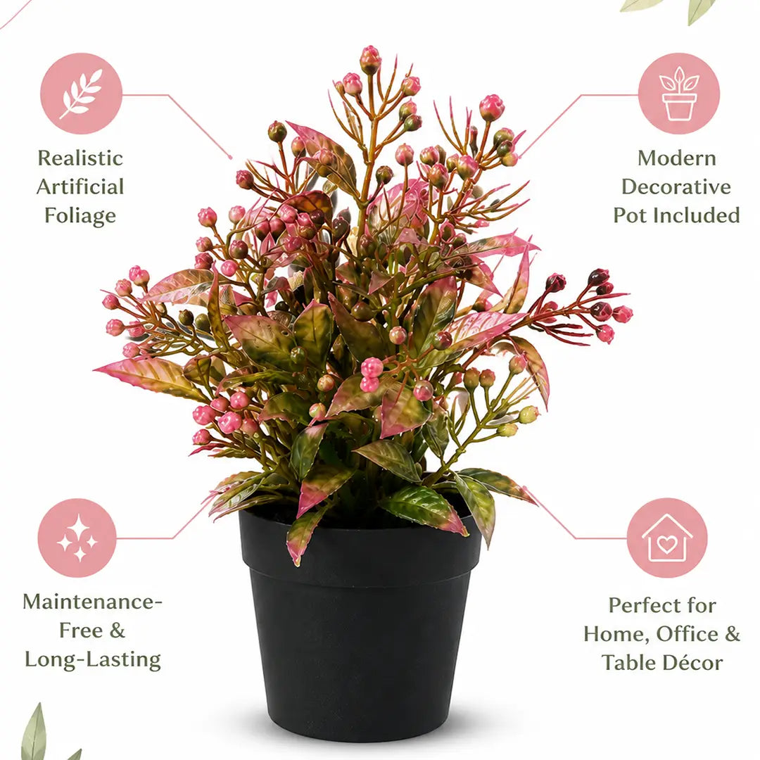 Pink Berry Bliss Artificial Plant with Pot