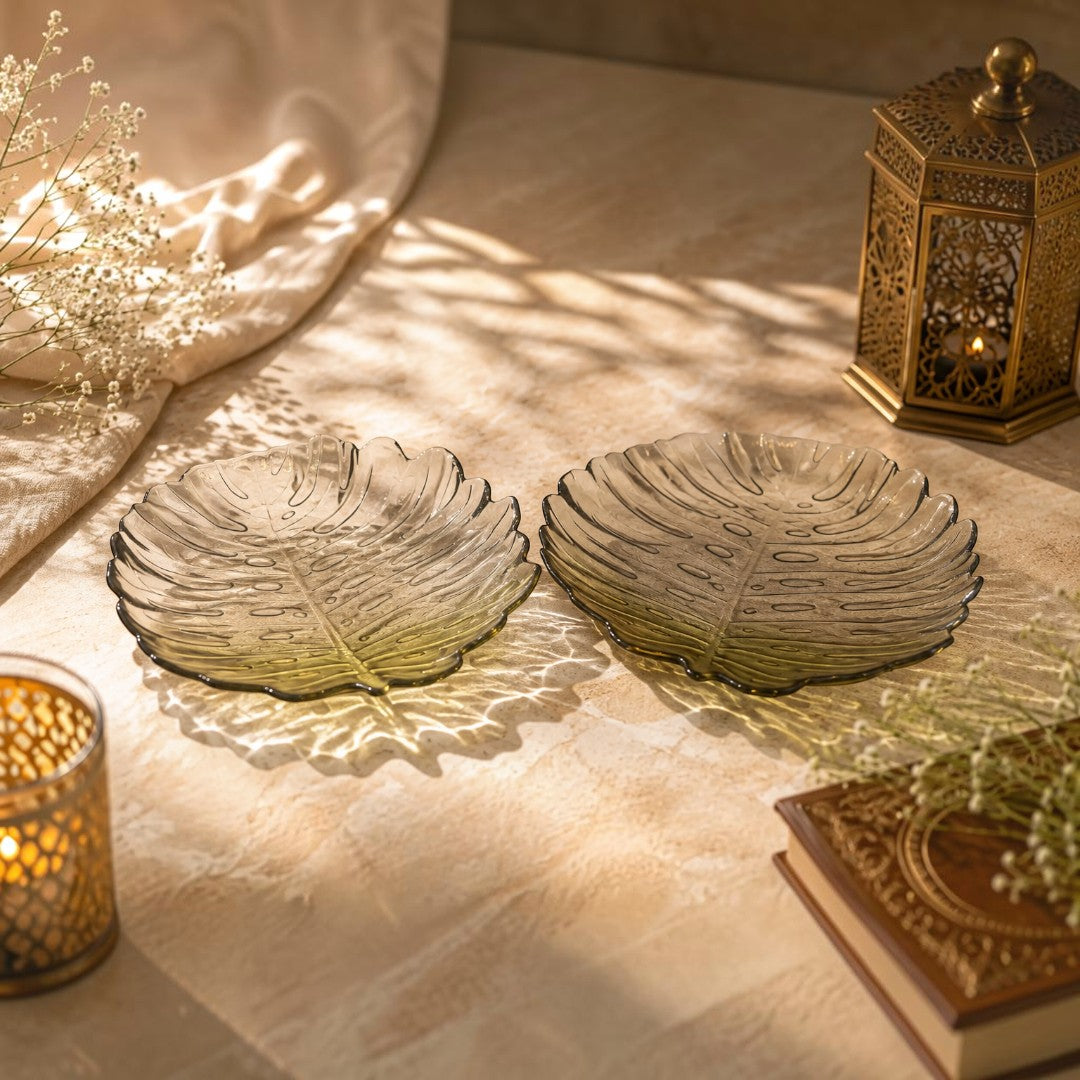 Elegant Golden Leaf Serving Platter