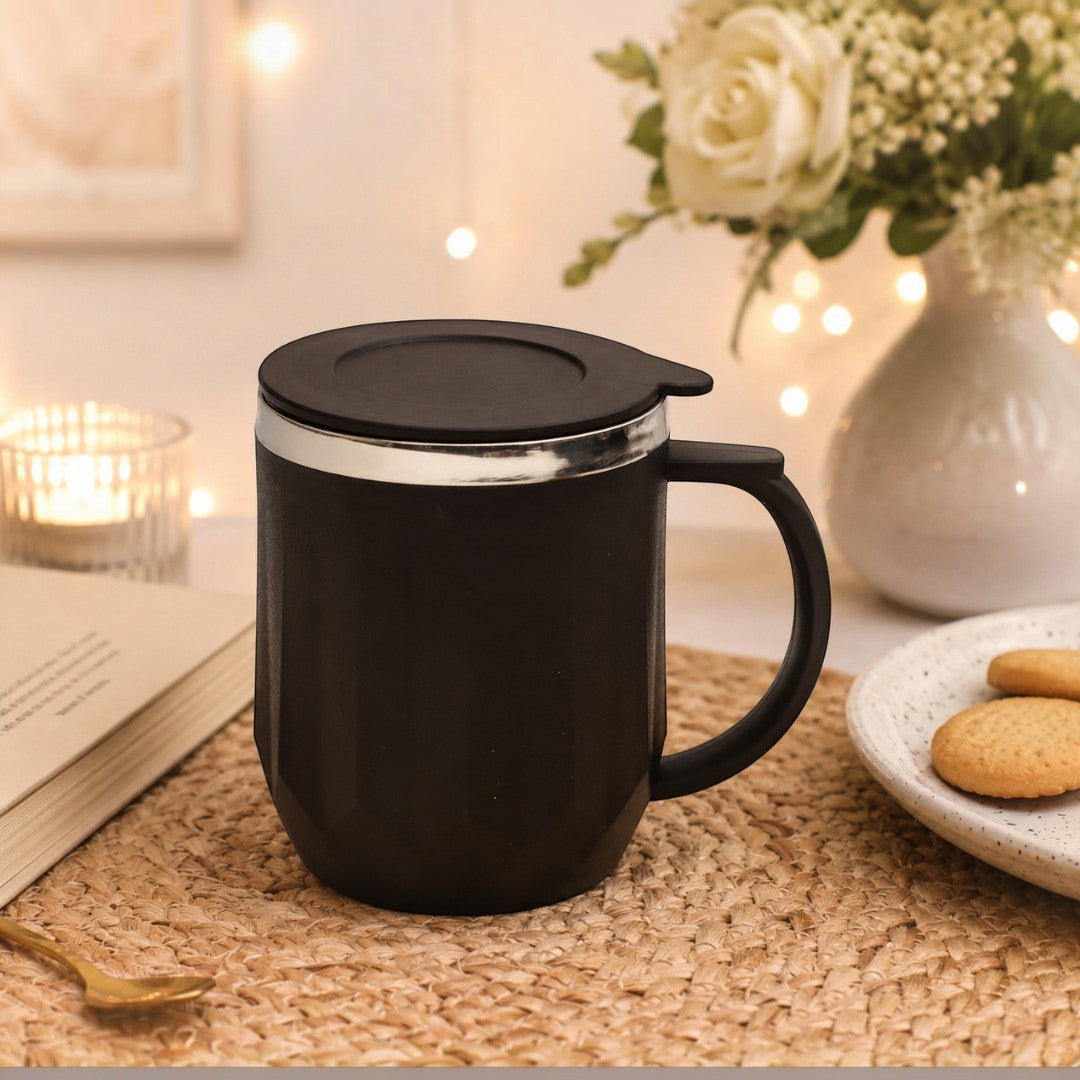Stainless Steel Coffee Mug with Lid Brown