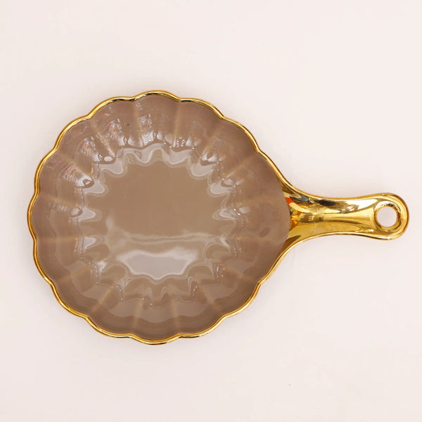 Golden Bloom Brown Glass Dish