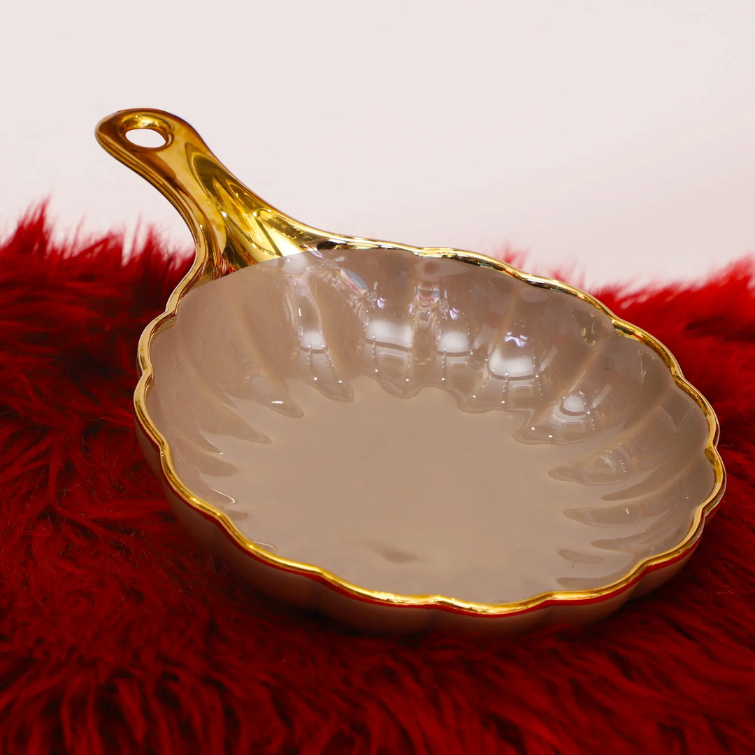 Golden Bloom Brown Glass Dish