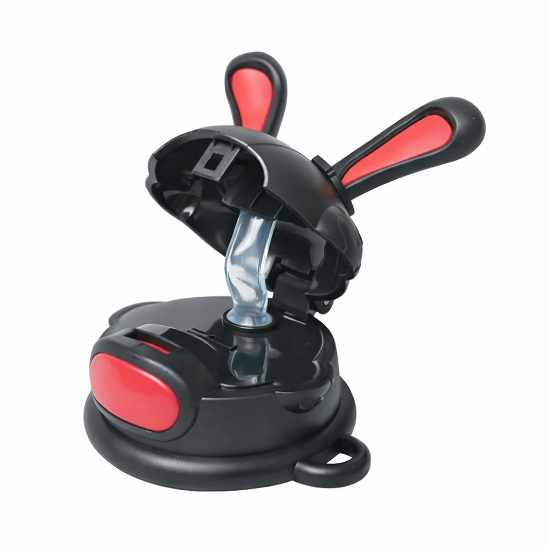 Cute Bunny Ear Water Bottle with Straw and Adjustable Strap Black