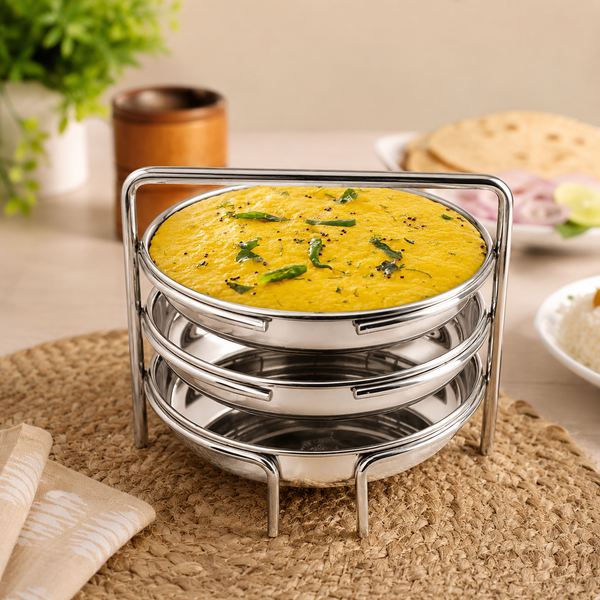 Stainless Steel Dhokla Maker 3 Plates With 3 Wires
