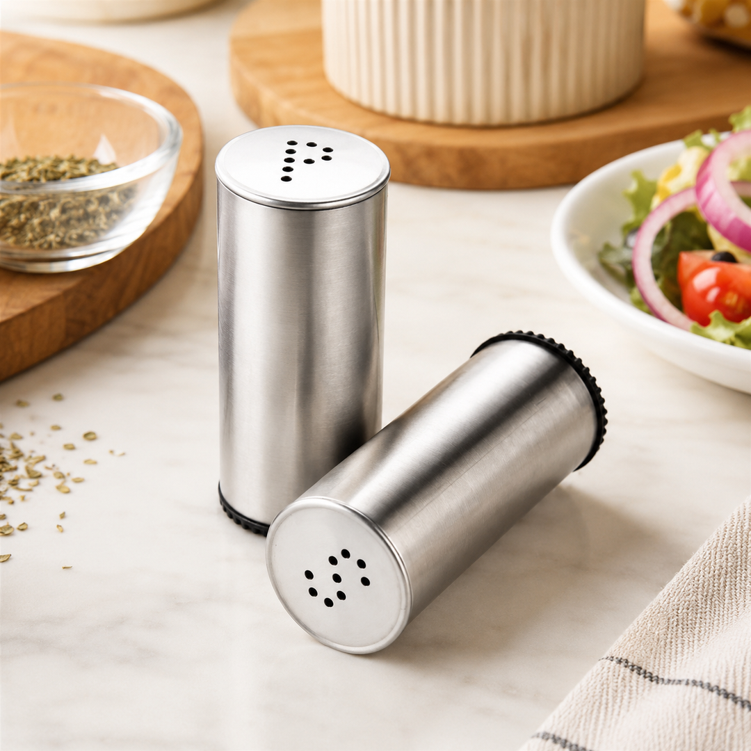 Stainless Steel Shakers Set for Salt & Pepper