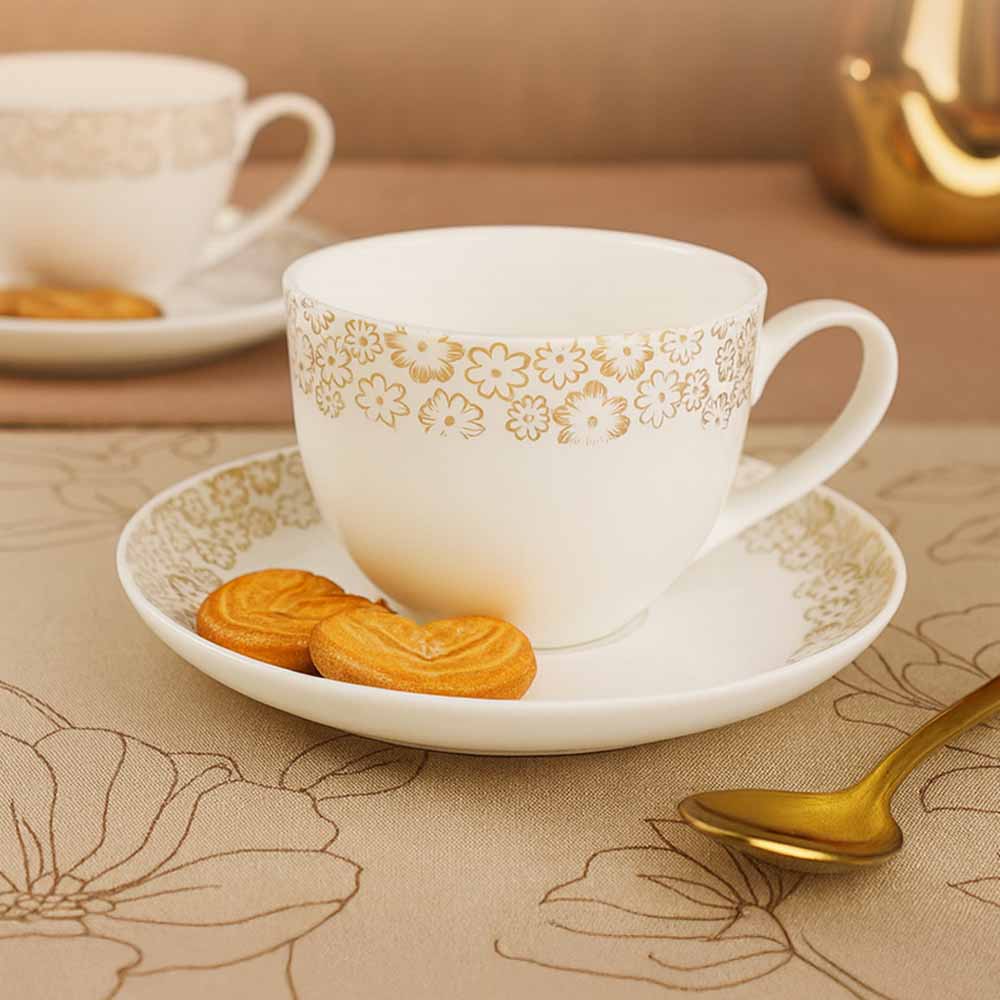 Elegant Platinum Porcelain Cup Set