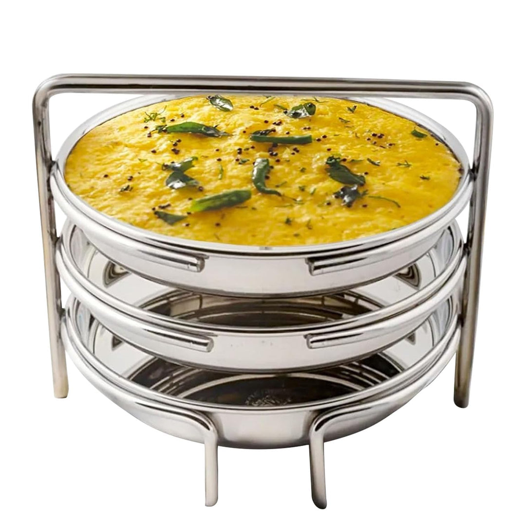 Stainless Steel Dhokla Maker 3 Plates With 3 Wires
