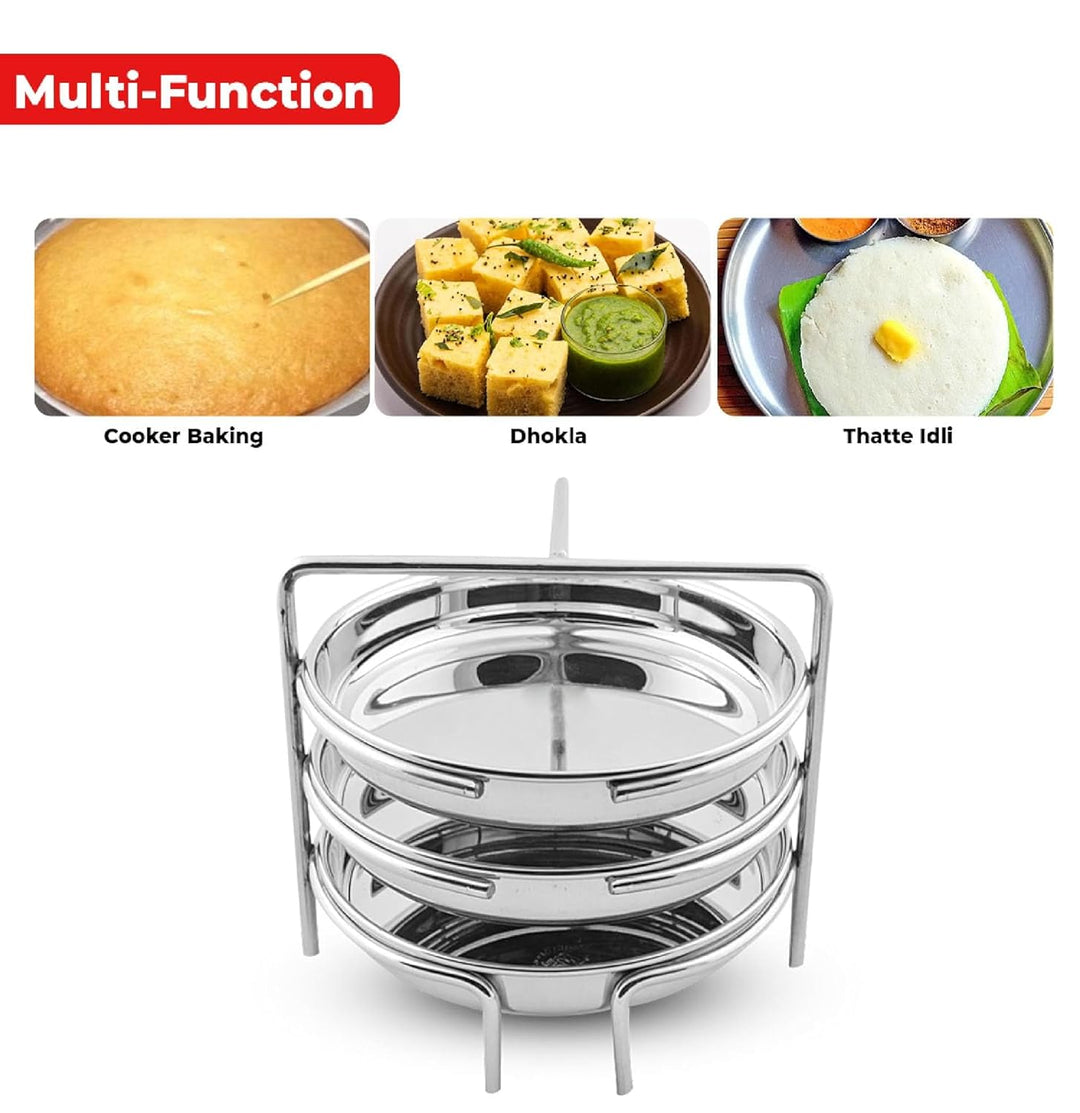 Stainless Steel Dhokla Maker 3 Plates With 3 Wires