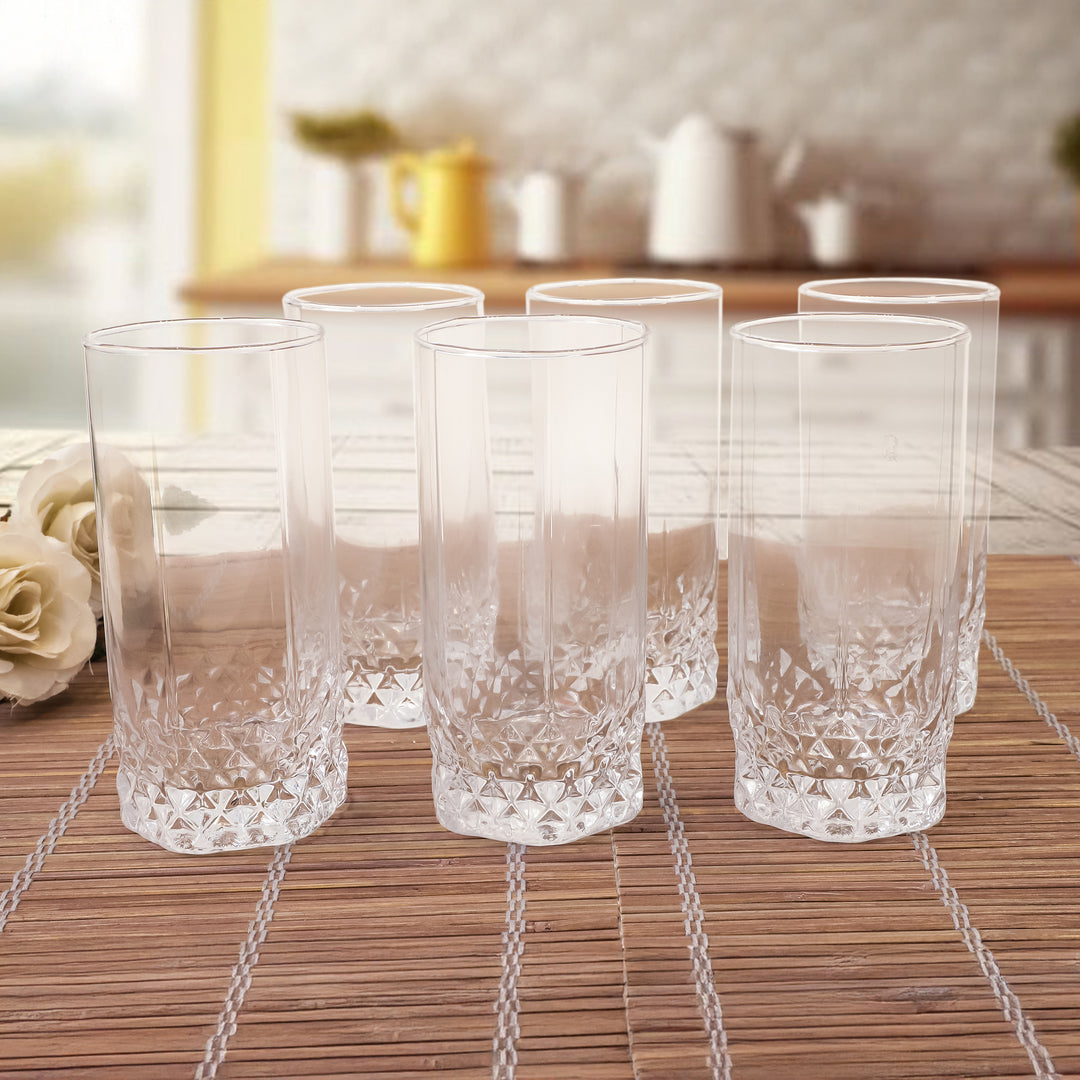 Elegant Facet Tall Drinking Glasses