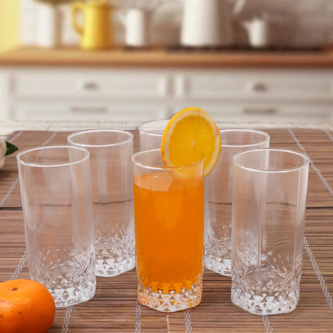 Elegant Facet Tall Drinking Glasses