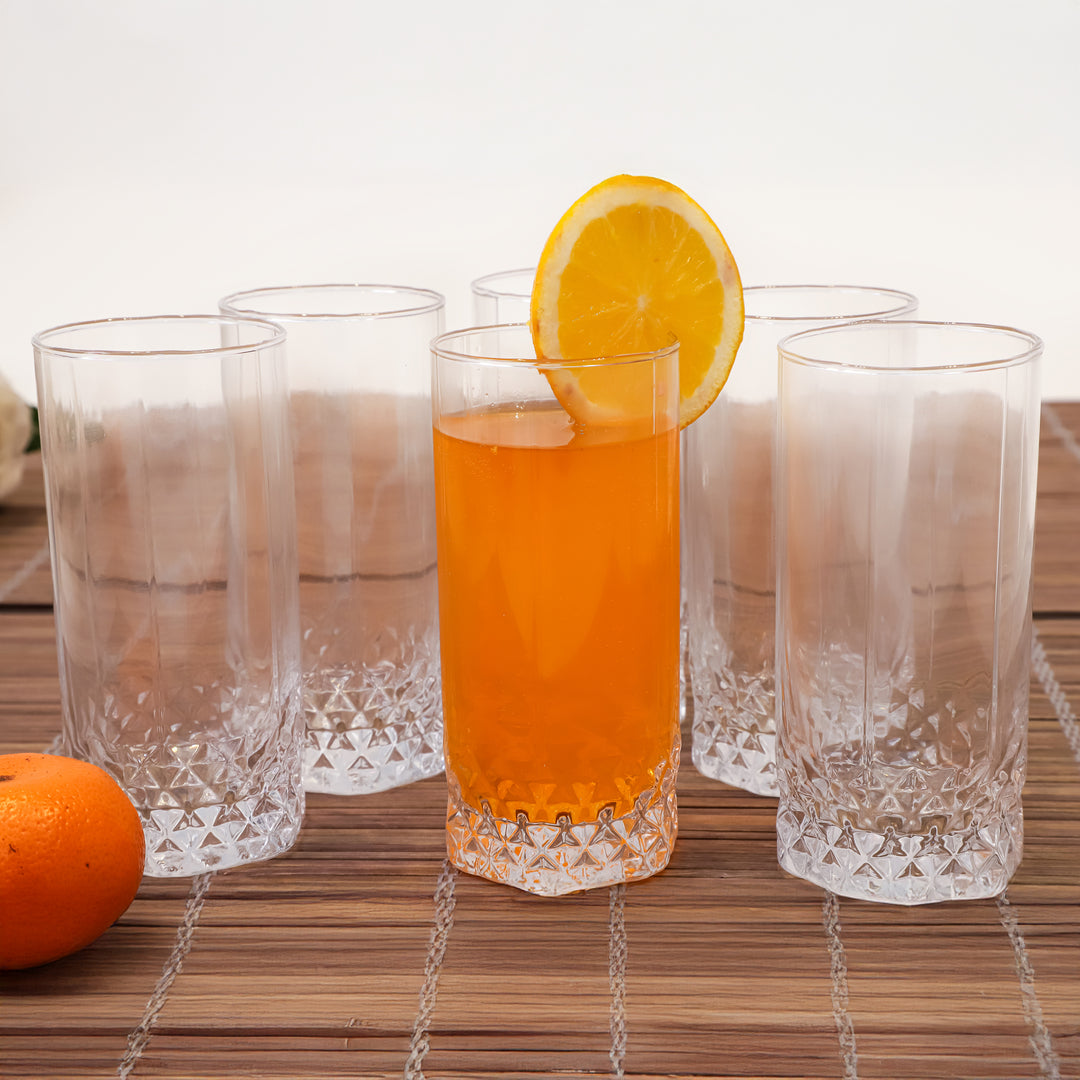 Elegant Facet Tall Drinking Glasses